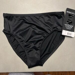 NWT Miraclesuit Black Thin Rib Basic Swim Bottom Pant NEW 10